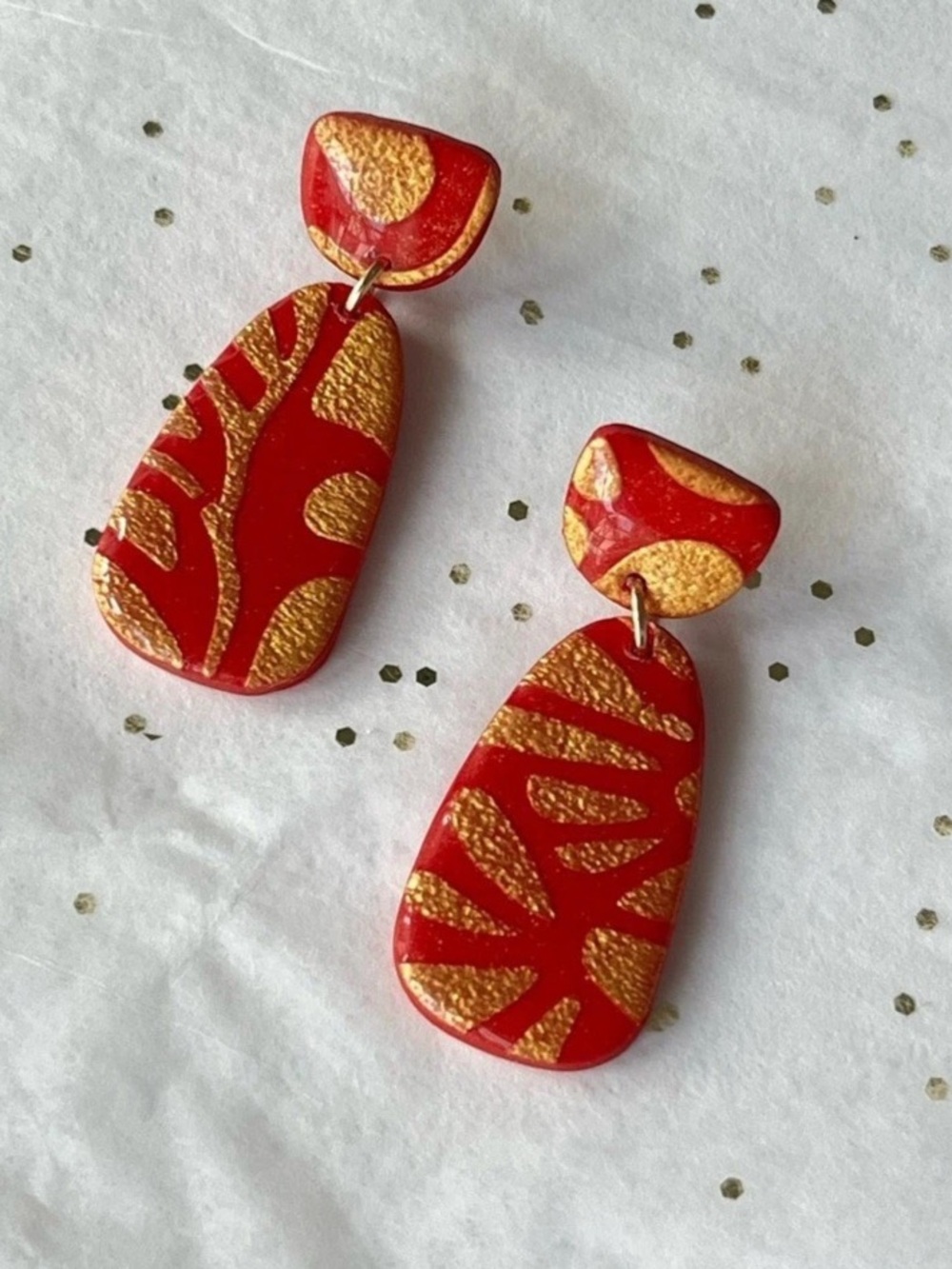 Red & Gold Drop Earrings